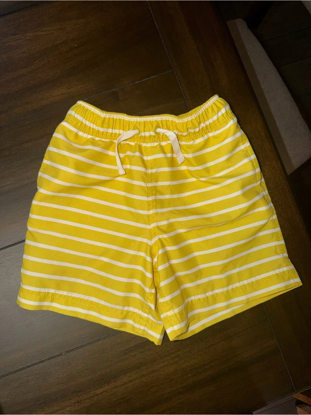 Hanna Andersson Boys Yellow & White Stripe Swim Trunks - US 4